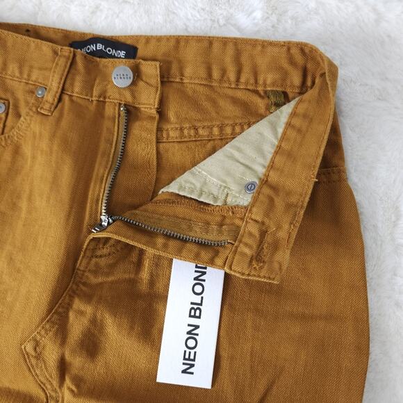 NEW Neon Blonde Tease High Waisted Distressed Jean Skirt in Wild Honey - Picture 5 of 10